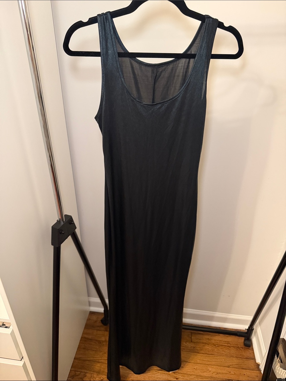 Commense Black Sleeveless Maxi Slip Dress